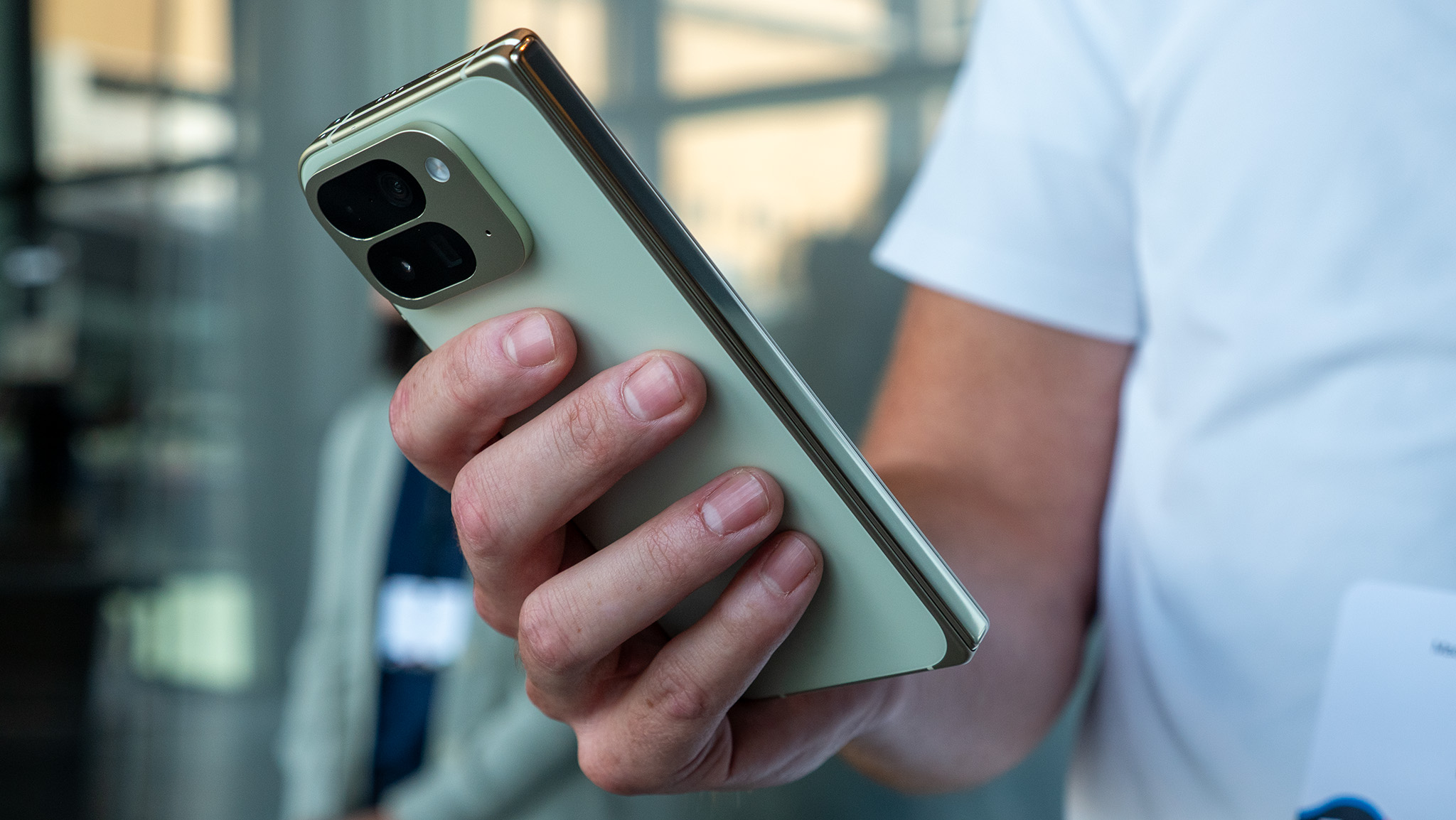 Holding a Jade Google Pixel 10 Pro Fold