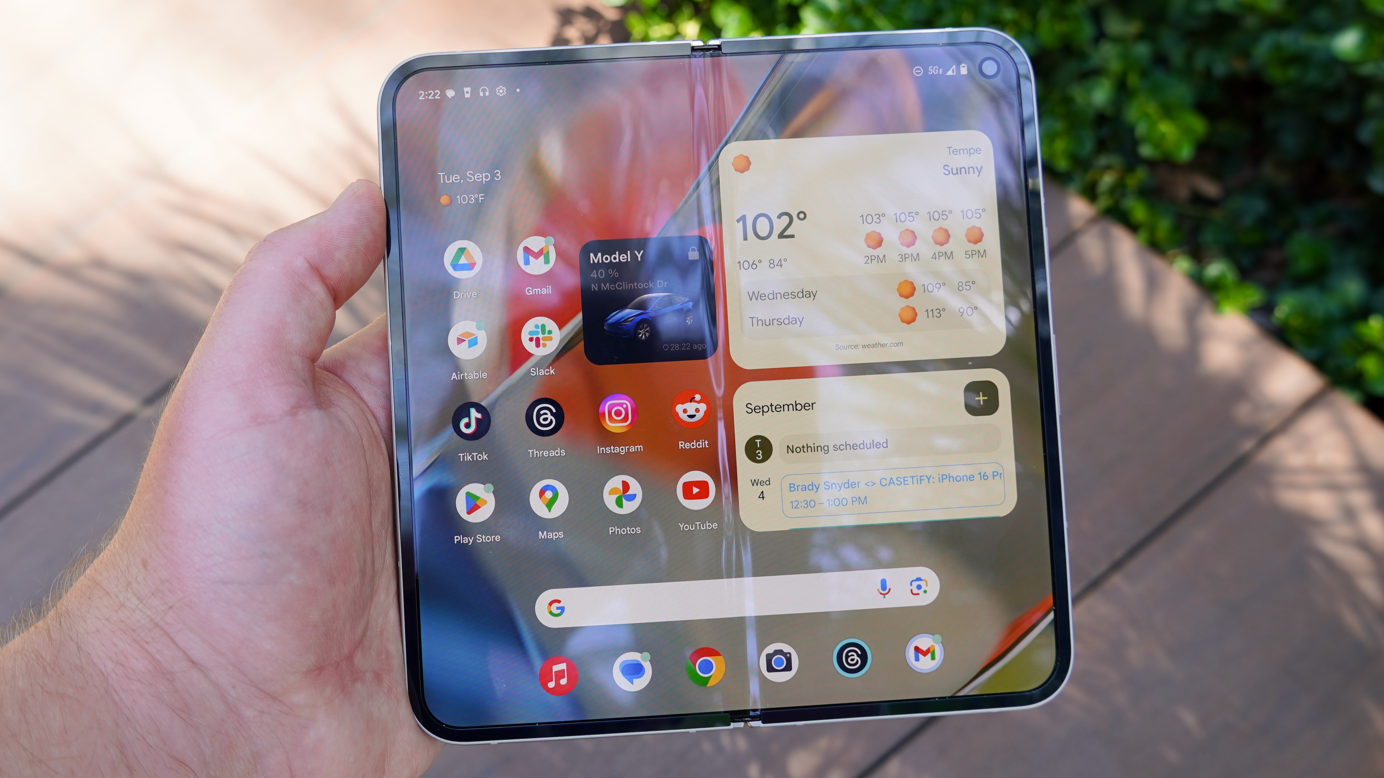 The Pixel 9 Pro Fold's main screen open in hand.